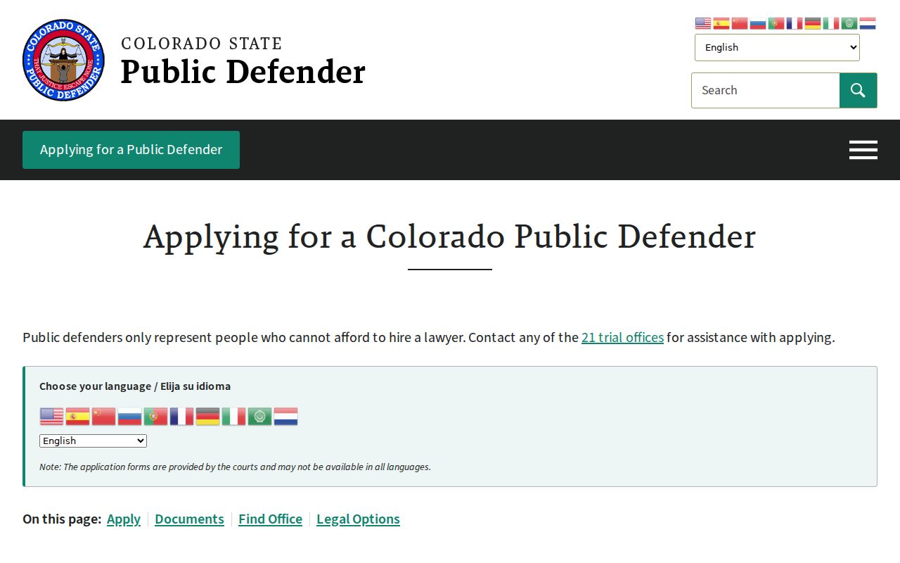 Chaffee County arrest records public defender application instructions