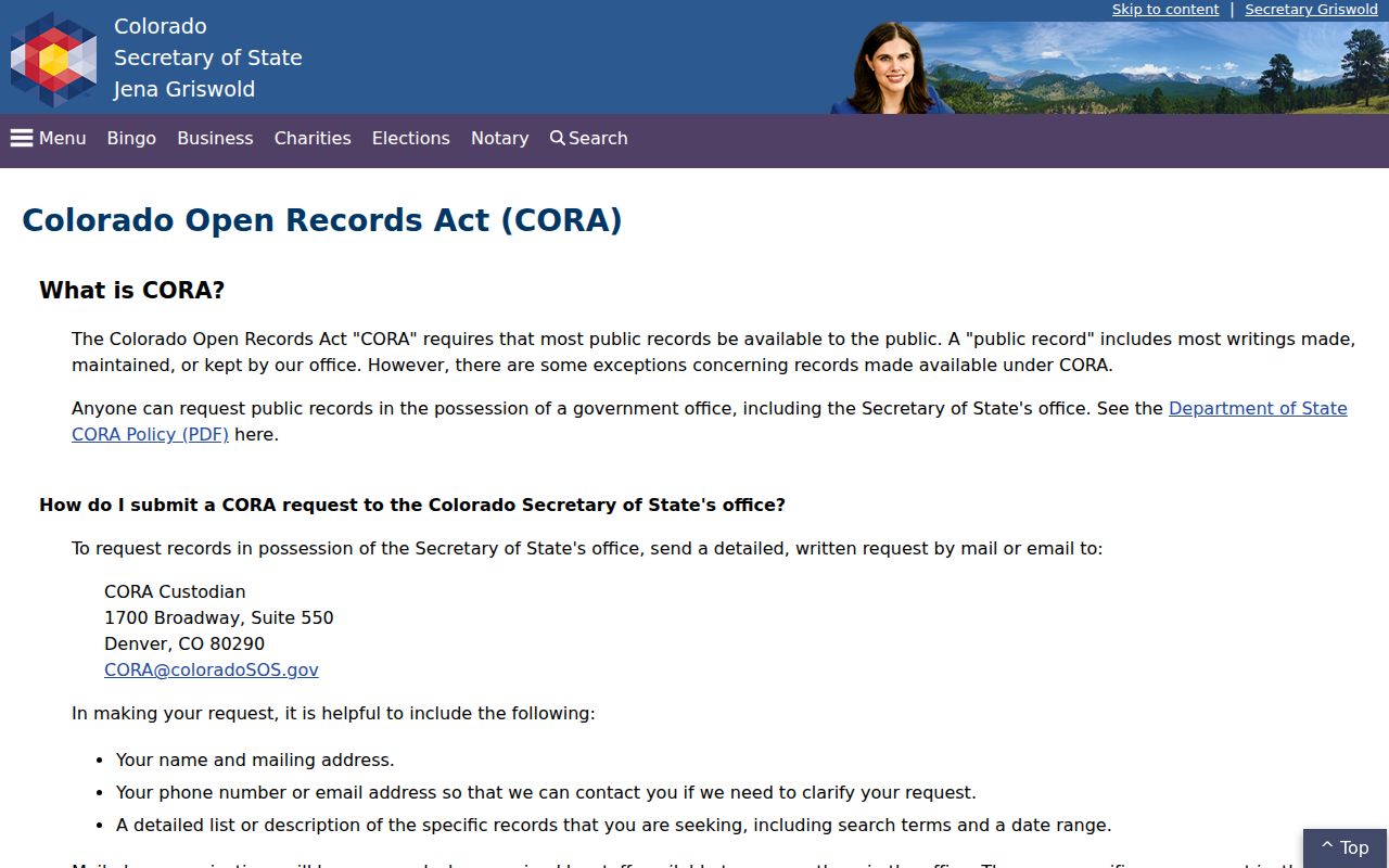 Chaffee County court records Colorado CORA access guidance
