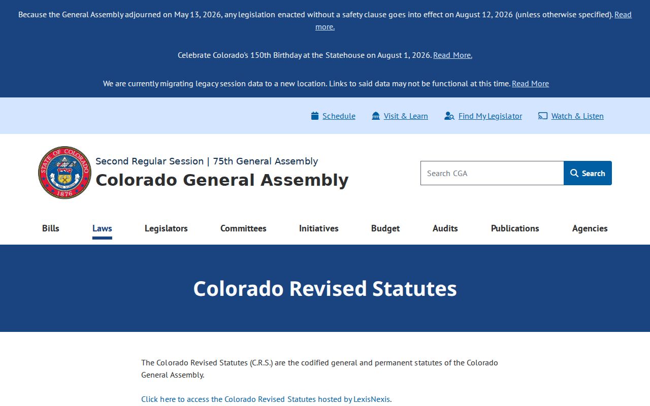 Chaffee County court records Colorado Revised Statutes access page