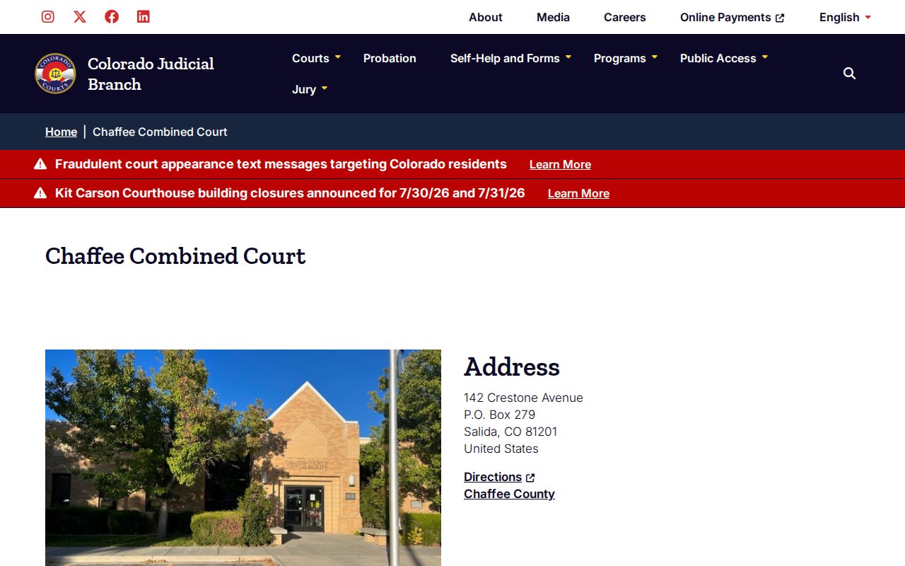 Chaffee County court records at Chaffee Combined Court