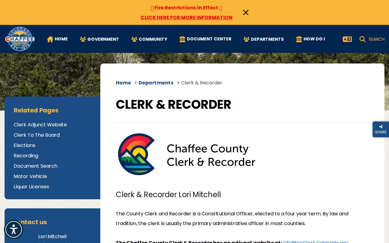 Chaffee County Clerk and Recorder records access