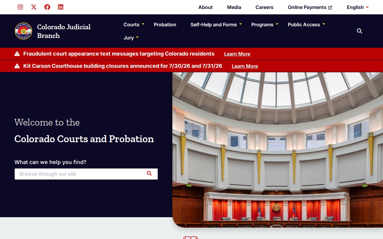 Chaffee County court records access through the Colorado Judicial Branch
