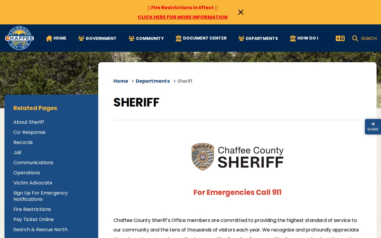 Chaffee County sheriff records and court record access