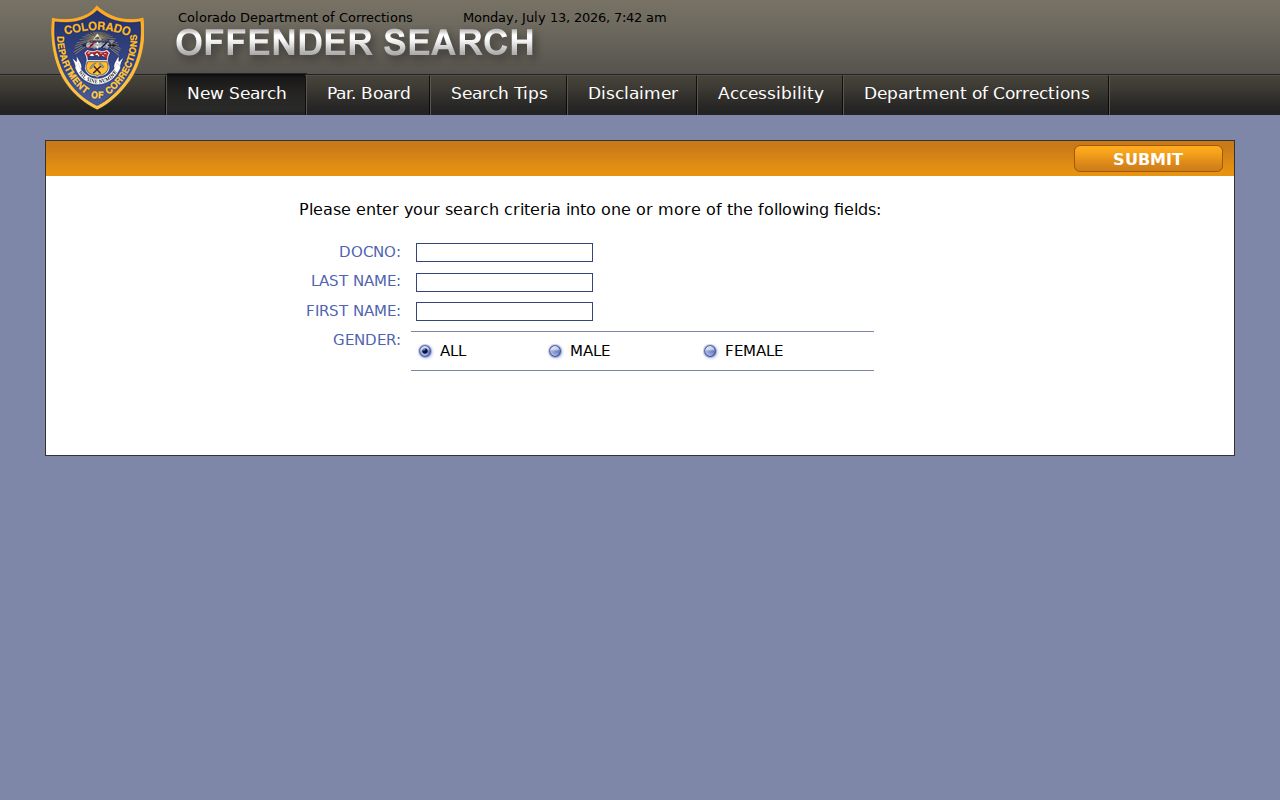 Chaffee County inmate records Colorado DOC offender search