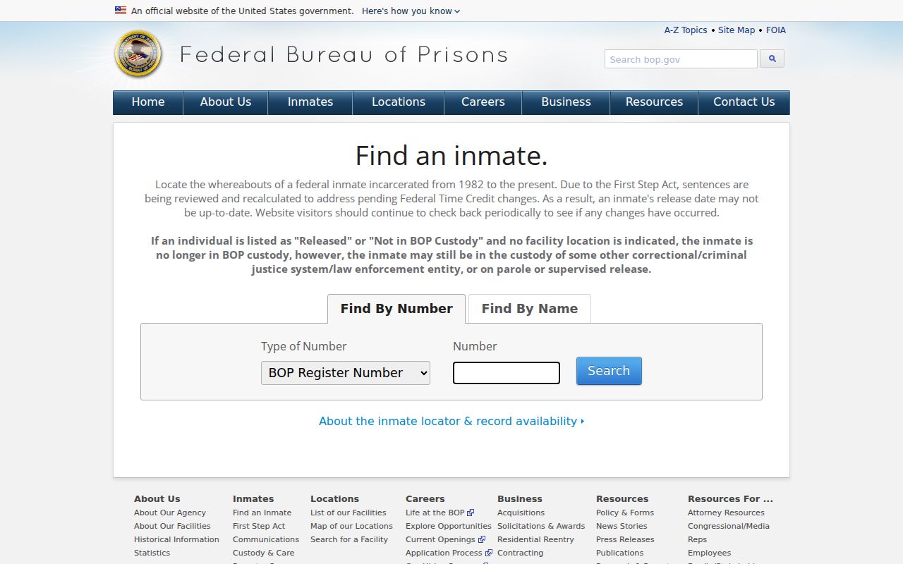 Chaffee County inmate records federal BOP inmate locator