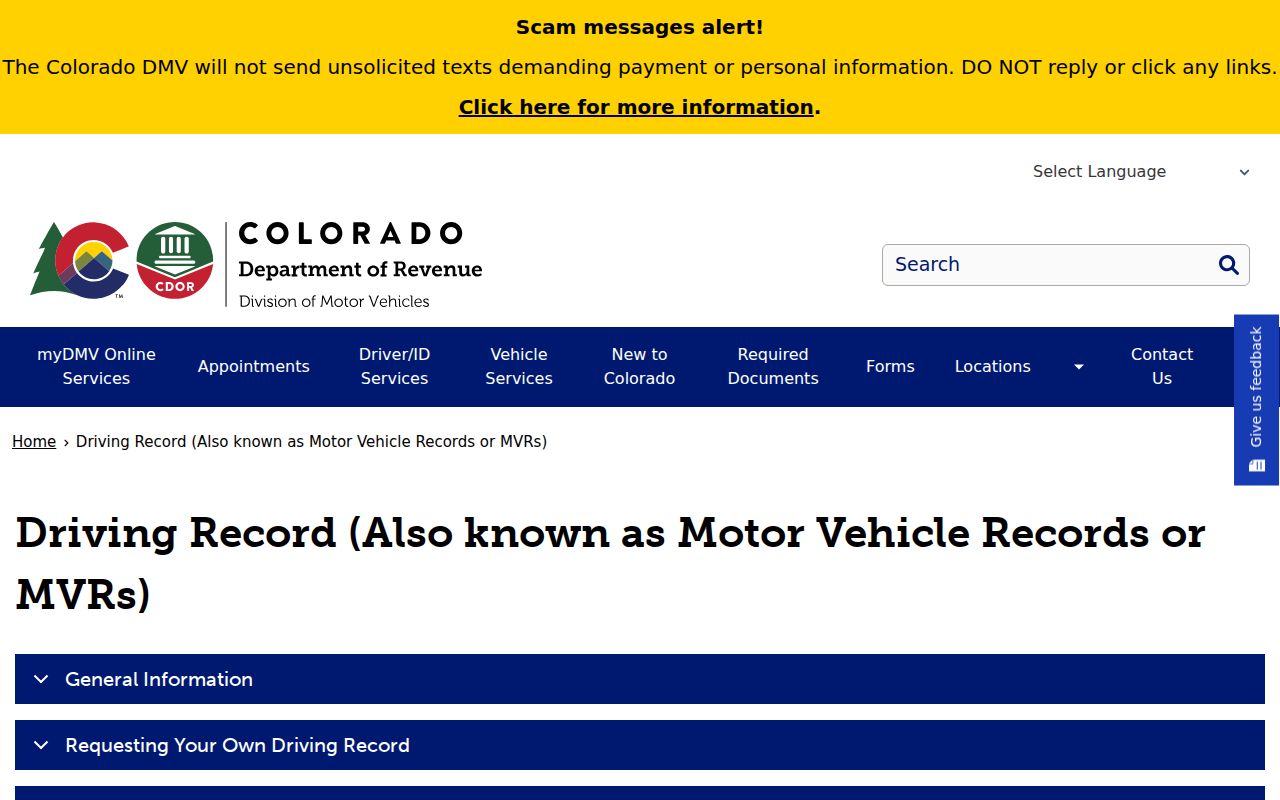Chaffee County traffic court records Colorado DMV driver record request